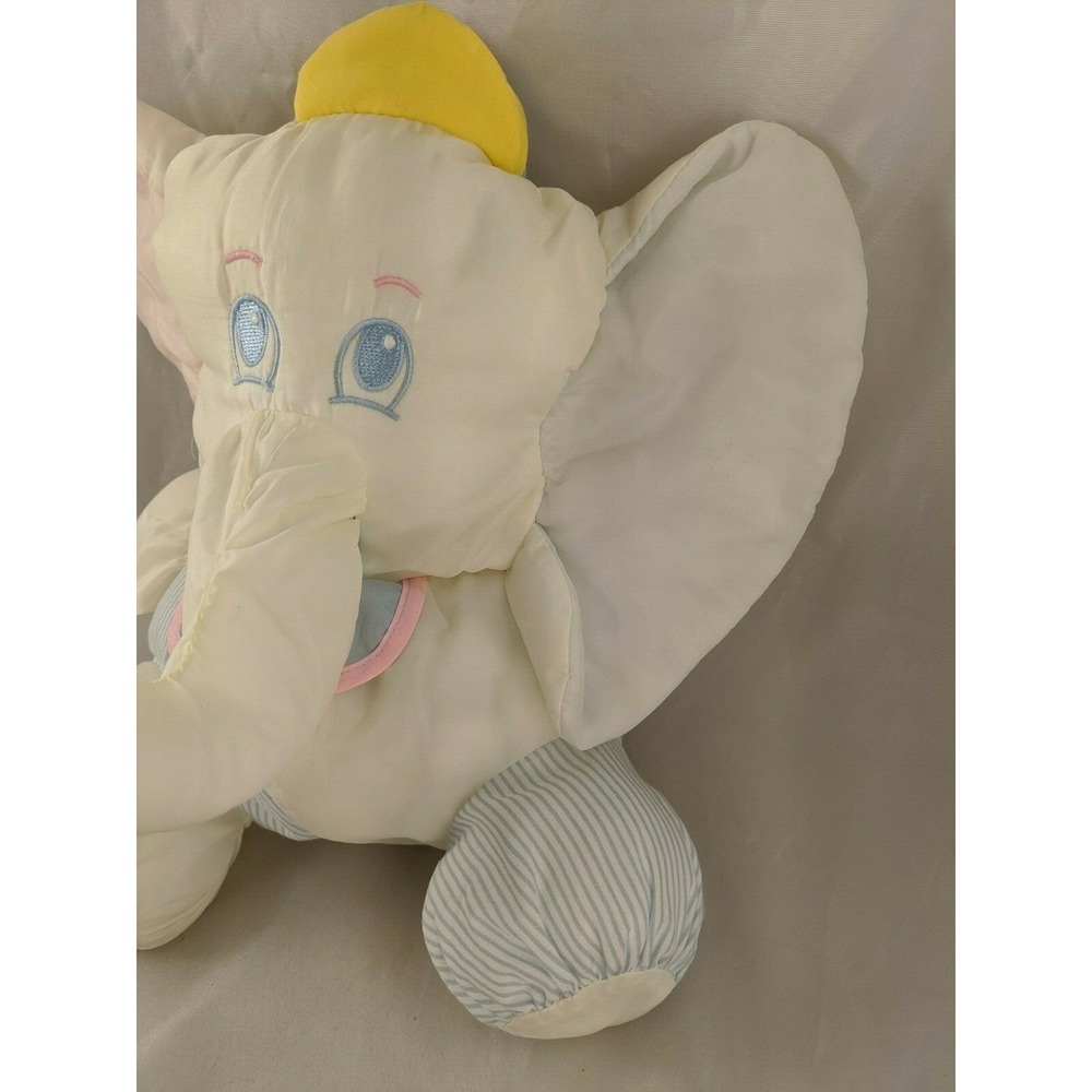 White Elephant Rattle Plush Nylon 12 Inch Stuffed Animal Toy - Picture 3 of 8